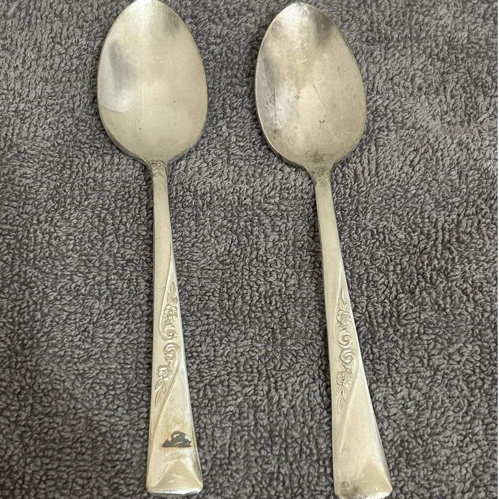 Vintage 1953 Revelation II Silverplate 2 Spoons by International Silver Bridal
